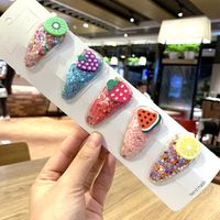 Korea Color Quicksand Transparent Child Fruit Hair Clip Pvc Side Clip Baby Bb Clip Side Clip Set sku image 1