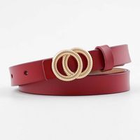 Double Loop Buckle Small Belt Ladies Plate Buckle Leather Thin Belt Two-layer Cowhide Women's Casual Fashion Belt sku image 1