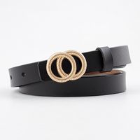 Double Loop Buckle Small Belt Ladies Plate Buckle Leather Thin Belt Two-layer Cowhide Women's Casual Fashion Belt sku image 6