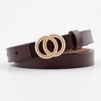 Double Loop Buckle Small Belt Ladies Plate Buckle Leather Thin Belt Two-layer Cowhide Women's Casual Fashion Belt sku image 11