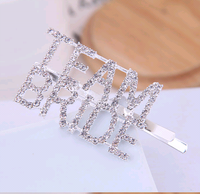 Korean Metal Flash Diamond Double Row Letter Hair Clip Hair Accessories Flash Diamond Letter Hair Clip Side Clip Word Clip main image 4