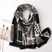 Irregular Pattern Scarf For Women Spring And Autumn Korean Zebra Pattern Stitching Long Scarf Shawl Dual-use main image 4