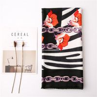 Irregular Pattern Design Scarf Women Spring And Autumn Korean Zebra Chain Stitching Long Scarf Shawl Dual-use main image 3