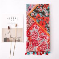 New Korean Color Matching Flower Sun Shawl Scarf Dual-use Scarf Scarf Seaside Beach Towel Yiwu Wholesales main image 3