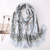 Cotton And Linen Scarf Women Spring And Autumn Wild Feather Plain Pattern Long Shawl Women Suppliers China sku image 2