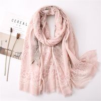 Cotton And Linen Scarf Women Spring And Autumn Wild Feather Plain Pattern Long Shawl Women Suppliers China sku image 1