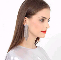 Fashion Jewelry Metal Flash Diamond Tassel Exaggerated Earrings main image 1