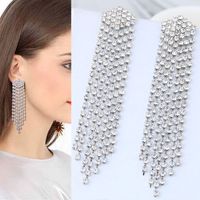 Fashion Jewelry Metal Flash Diamond Tassel Exaggerated Earrings main image 5