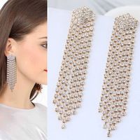 Fashion Jewelry Metal Flash Diamond Tassel Exaggerated Earrings sku image 2