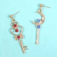 Fashion Earrings For Women New Sailor Moon Earrings Fashion Color Diamond Moon Key Left And Right Ab Earrings main image 5