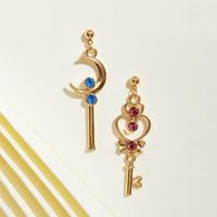 Fashion Earrings For Women New Sailor Moon Earrings Fashion Color Diamond Moon Key Left And Right Ab Earrings main image 4