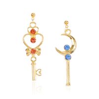 Fashion Earrings For Women New Sailor Moon Earrings Fashion Color Diamond Moon Key Left And Right Ab Earrings main image 2