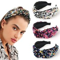 Fish Scale Sequin Mesh Gauze Prom Show Catwalk Wide Headband Suppliers China main image 1