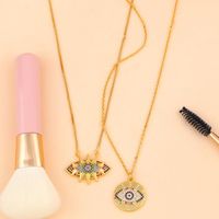 New Accessories Mother's Day Necklace Simple Micro-set Inlaid Diamond Devil's Eye Round Pendant Necklace main image 6