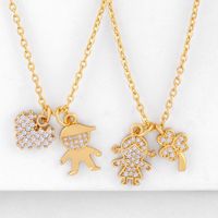Fashion Cheap Jewelry Korean Pendant Gold-plated Diamond Couple Necklace Pendant main image 2