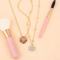 Fashion Jewelry Micro-colored Gemstone Life Tree Round Pendant Cheap Necklace Clavicle Chain main image 6