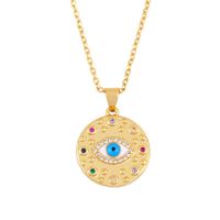 Européen Et Américain Bijoux Turquie Bleu Yeux Incrustés Couleur Diamant Collier Femelle Collier Rond Pendentif Chandail Chaîne Nkq18 main image 3