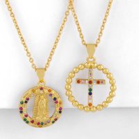 Fashion Virgin Mary Necklace 18k Gold Plated Cross Necklace Female Zircon Necklace main image 1