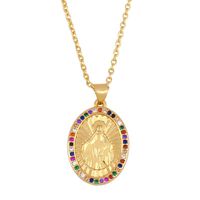 Diamond Colored Zircon Virgin Mary Pendant Golden Cheap Hip Hop Trend Necklace main image 4