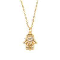 Hip-hop Diamond Palm Necklace Pendant Cheap Gold Leaf Necklace For Women main image 3