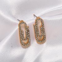 Fashion Paperclip Diamond Earrings Nuevos Pendientes De Espina De Pescado main image 5