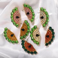 Japon Et Corée Du Sud Internet Chaude Hippie Fraîche Doux Fruits Oreille Goujons Croix-frontière Vente Chaude Nouveau À La Mode De Mode Pastèque Diamant Oreille Anneaux main image 2