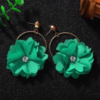 Fashion Earrings For Women Bohemian Hollow Fabric Woven Diamond Flower Earrings main image 3
