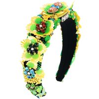 Baroque Flowers Hand-woven Hair Accessories Fashion Headband Glass Rhinestones Suppliers China main image 3