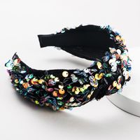 Fish Scale Sequin Mesh Gauze Prom Show Catwalk Wide Headband Suppliers China sku image 1