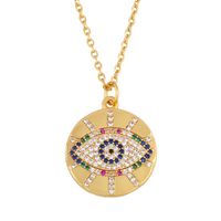 New Accessories Mother's Day Necklace Simple Micro-set Inlaid Diamond Devil's Eye Round Pendant Necklace sku image 1