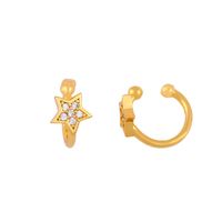 Européen Et Américain Ins Internet Celebrity Même Étoile Lune Oreille Clip Micro-incrusté Couleur Zircon Oreille Clip C-en Forme De Boucles D'oreilles Ers49 sku image 2