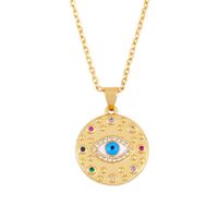 Women's Necklace Round Cheap Pendant With Turkish Blue Eyes And Diamond Necklace sku image 1