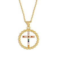 Fashion Virgin Mary Necklace 18k Gold Plated Cross Necklace Female Zircon Necklace sku image 1