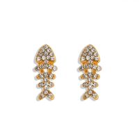 Fashion Paperclip Diamond Earrings New Fishbone Stud Earrings sku image 1