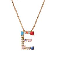 Necklace Clavicle Chain Micro Inlaid Color Zircon 26 Letter Necklace For Women main image 3