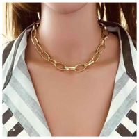 Exaggerated Metal Single-layer Cross Chain Necklace For Women Personality And Stylish Oval Chain Necklace main image 1