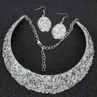 Collar Fashion Exaggerated Metal Fake Collar Necklace Earring Set Wholesales Yiwu Suppliers China main image 4