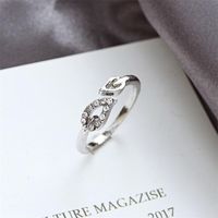 Koreanische Version Von Schmuck Großhandel Außenhandel Mode Flash-diamant Liebes Ring Blatt Strass Pfirsich Herz Verstellbarer Gelenk Ring main image 4