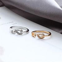 Korean Jewelry Wholesale Fashion Flash Diamond Love Ring Leaf Rhinestone Peach Heart Adjustable Joint Ring Suppliers China main image 5