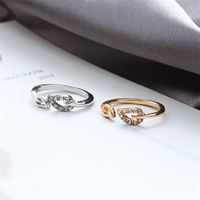 Koreanische Version Von Schmuck Großhandel Außenhandel Mode Flash-diamant Liebes Ring Blatt Strass Pfirsich Herz Verstellbarer Gelenk Ring main image 5