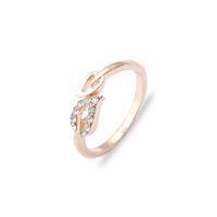 Koreanische Version Von Schmuck Großhandel Außenhandel Mode Flash-diamant Liebes Ring Blatt Strass Pfirsich Herz Verstellbarer Gelenk Ring main image 6
