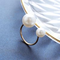 Korea Handmade Elegant Lady Style U-shaped Pearl Opening Adjustable Ring Wholesale Yiwu Suppliers China main image 3