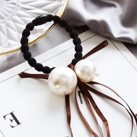 Korea New Size Pearl Hair Ring Ribbon Bow Hair Rope Sweet Head Rope Wholesale main image 1