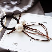 Korea New Size Pearl Hair Ring Ribbon Bow Hair Rope Sweet Head Rope Wholesale main image 3