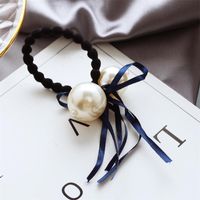 Korea New Size Pearl Hair Ring Ribbon Bow Hair Rope Sweet Head Rope Wholesale main image 4