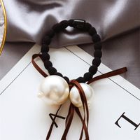 Korea New Size Pearl Hair Ring Ribbon Bow Hair Rope Sweet Head Rope Wholesale main image 5