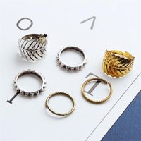 Korean Fashion Jewelry Retro Leaf Decoration Ring Three Piece Set main image 1