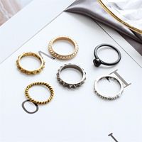 Korean Fashion Wild Exaggerated Ring Ring Retro 6 Six-piece Diamond Ring Wholesale main image 3