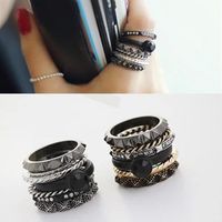Korean Fashion Wild Exaggerated Ring Ring Retro 6 Six-piece Diamond Ring Wholesale main image 6