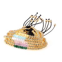 New Accessories Multi-color Mixed Faceted Natural Stone Bracelet Copper Plated Bead Adjustable Bracelet main image 1